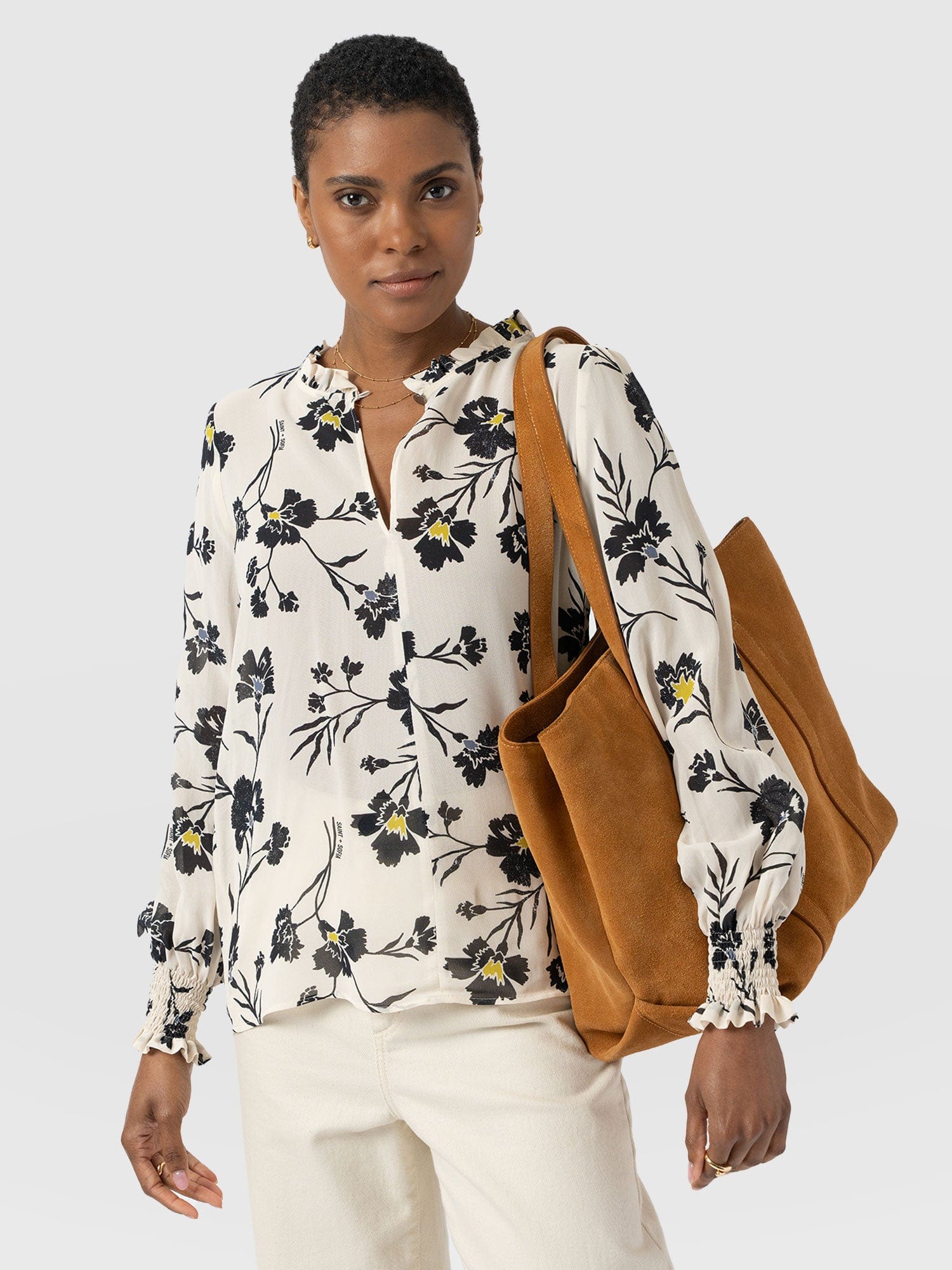 Olivia Blouse - White Spring Floral